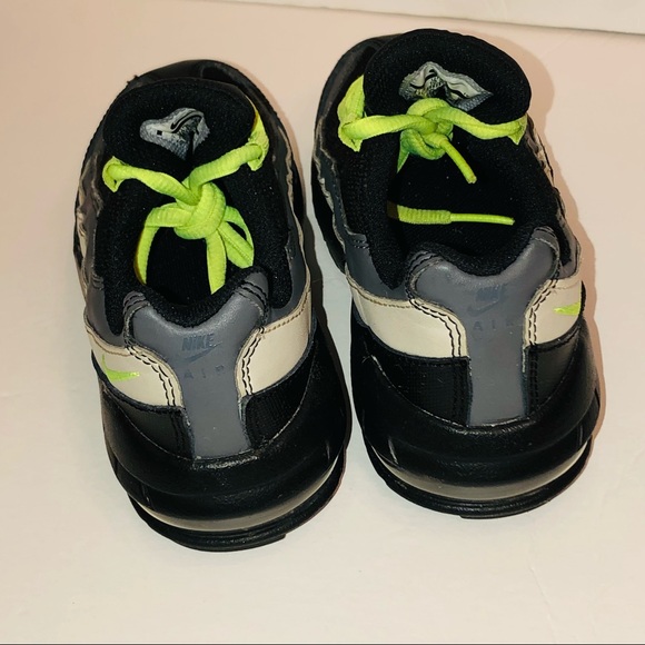 EUC Nike Air Max 95 PS Black Volt Dark Grey Little Kids Shoe Size 11c - Picture 5 of 12
